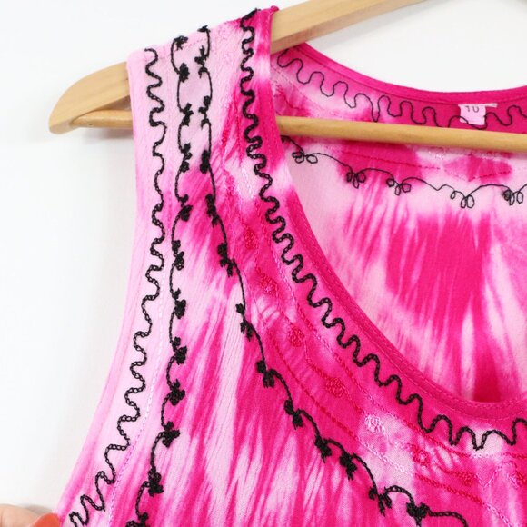 *Flowy Tie-Dye Embroidered Maxi Dress - Picture 4 of 7